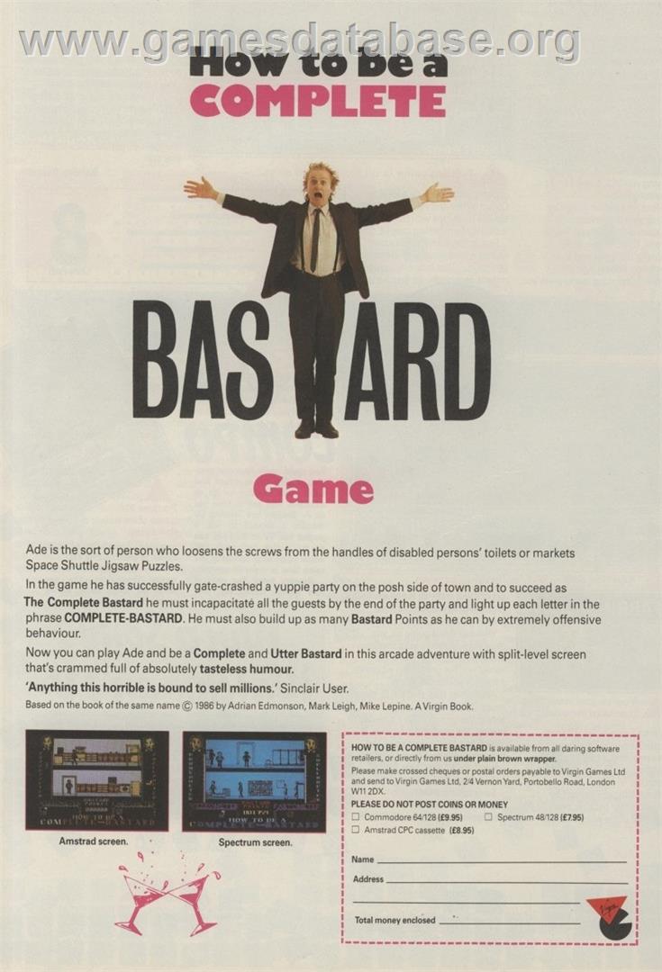 How to be a Complete Bastard - Amstrad CPC - Artwork - Advert