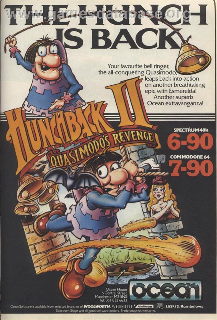Hunchback II: Quasimodo's Revenge - Commodore 64 - Artwork - Advert