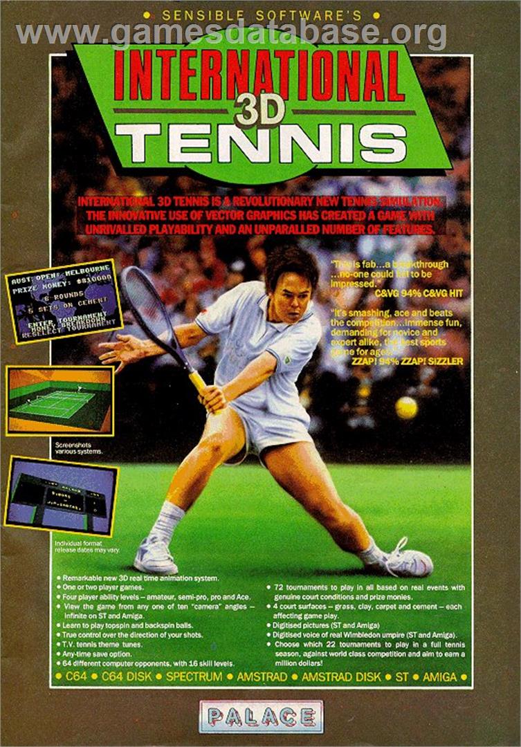 International 3D Tennis - Sinclair ZX Spectrum - Artwork - Advert