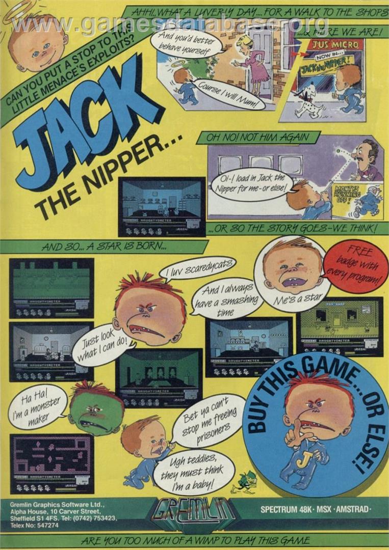 Jack the Nipper - Sinclair ZX Spectrum - Artwork - Advert