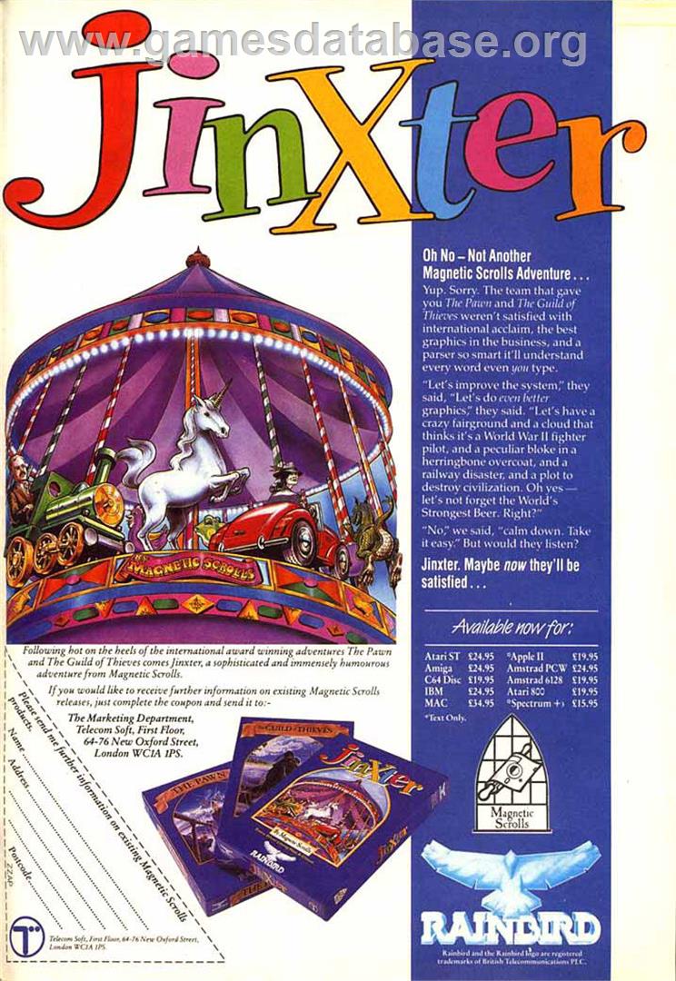 Jinxter - Sinclair ZX Spectrum - Artwork - Advert