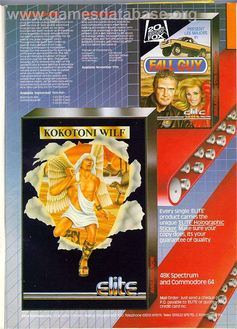 Kokotoni Wilf - Sinclair ZX Spectrum - Artwork - Advert