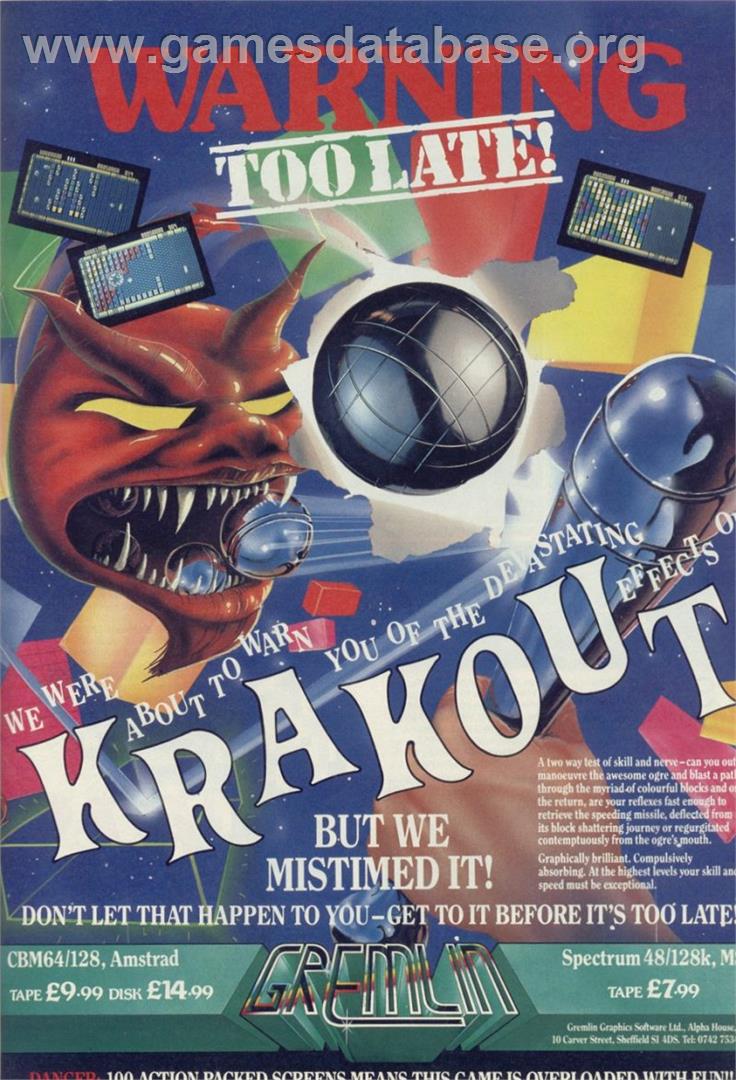 Krakout - Sinclair ZX Spectrum - Artwork - Advert