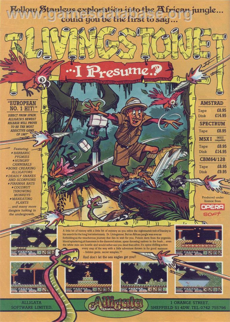 Livingstone Supongo 2 - MSX - Artwork - Advert