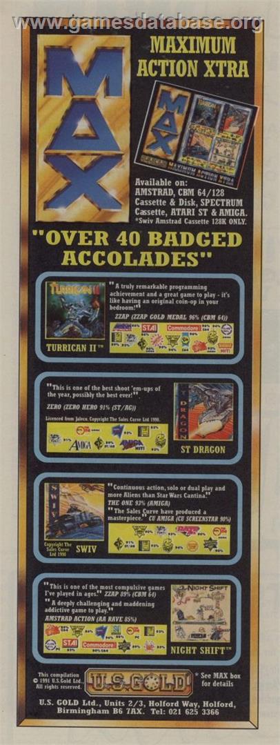 M.A.X.: Maximum Action Xtra - Sinclair ZX Spectrum - Artwork - Advert