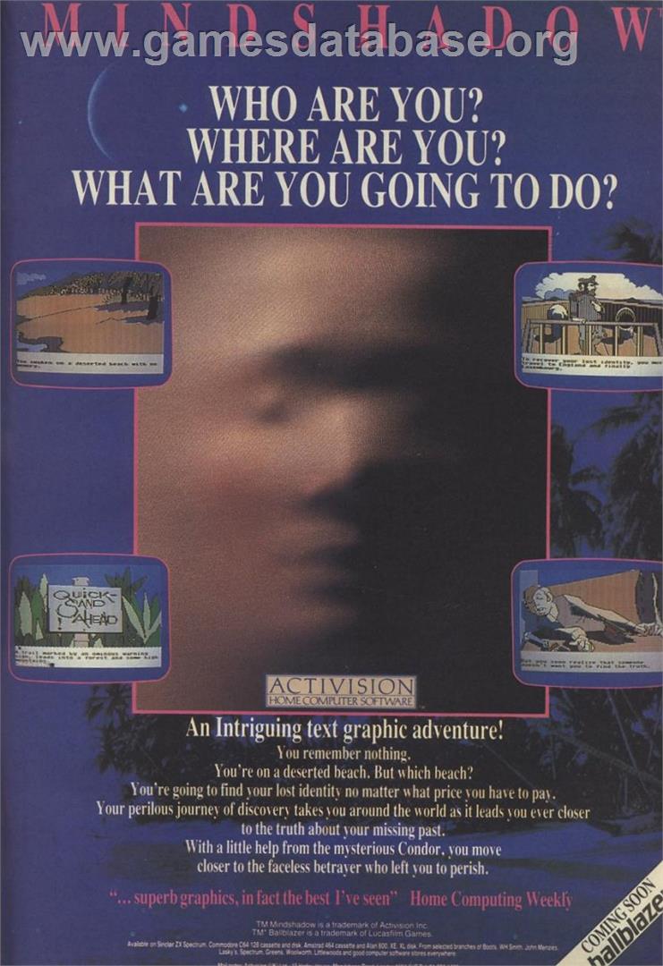 Mindshadow - Sinclair ZX Spectrum - Artwork - Advert