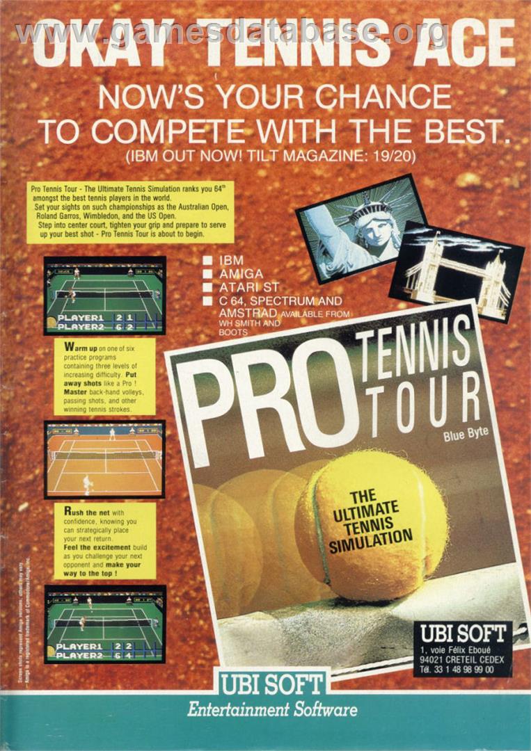 Pro Tennis Simulator - Commodore Amiga - Artwork - Advert