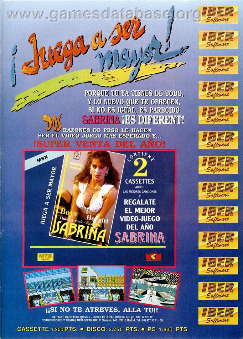 Sabrina - Amstrad CPC - Artwork - Advert