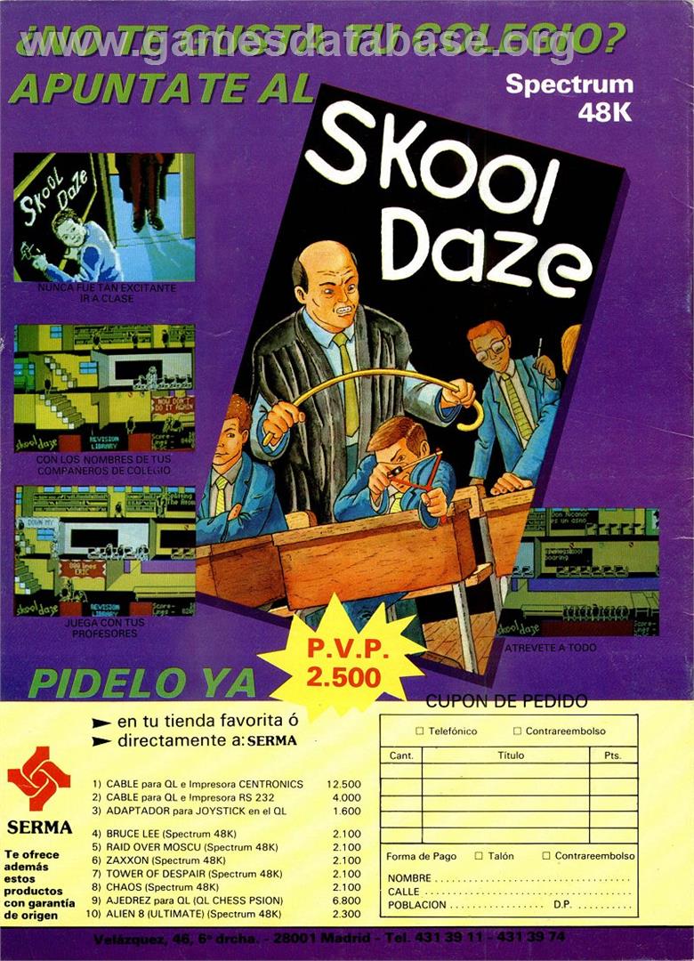 Skool Daze - Sinclair ZX Spectrum - Artwork - Advert