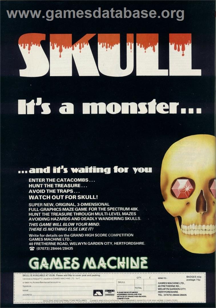 Skull - Sinclair ZX Spectrum - Artwork - Advert