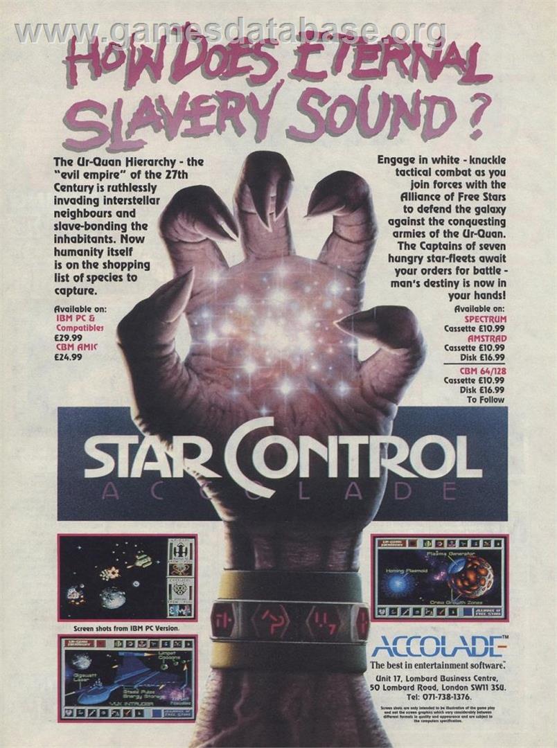 Star Control - Sinclair ZX Spectrum - Artwork - Advert