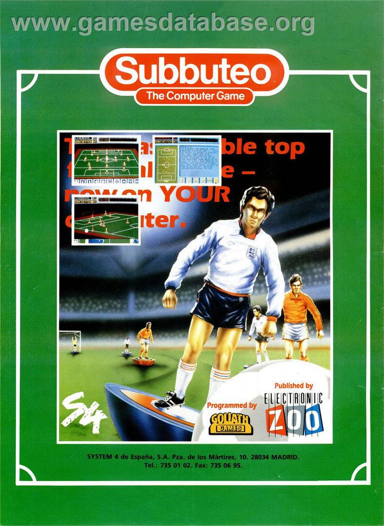 Subbuteo - Sinclair ZX Spectrum - Artwork - Advert