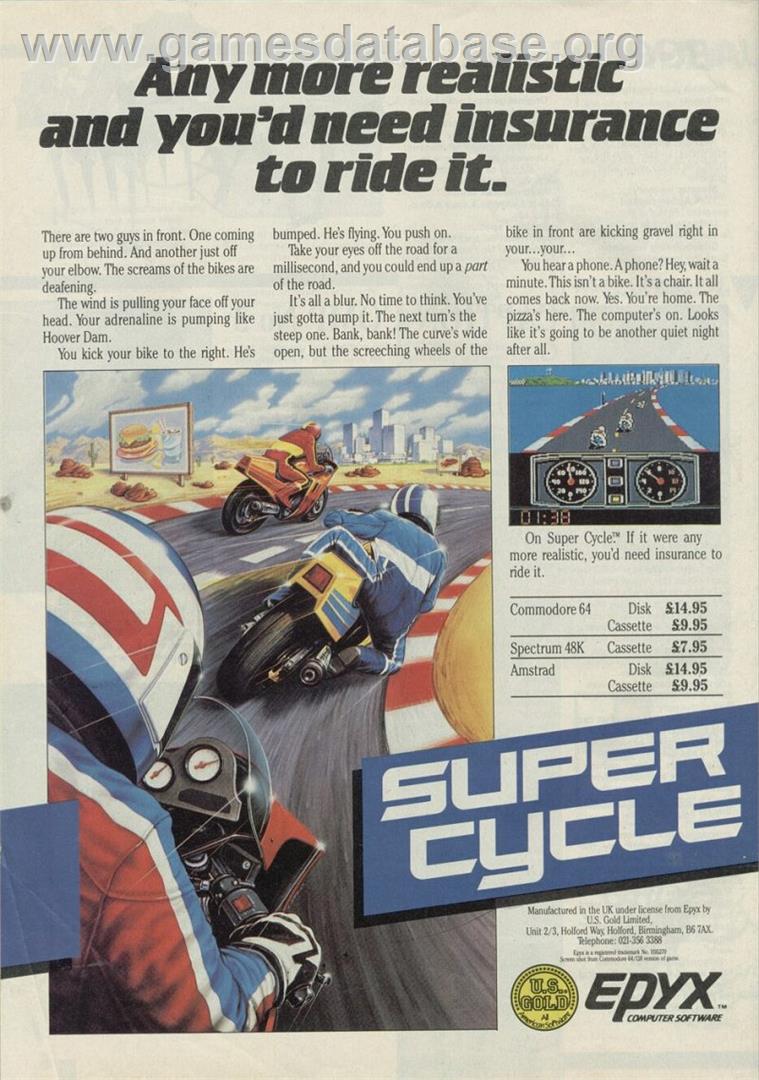 Super Cycle - Sinclair ZX Spectrum - Artwork - Advert