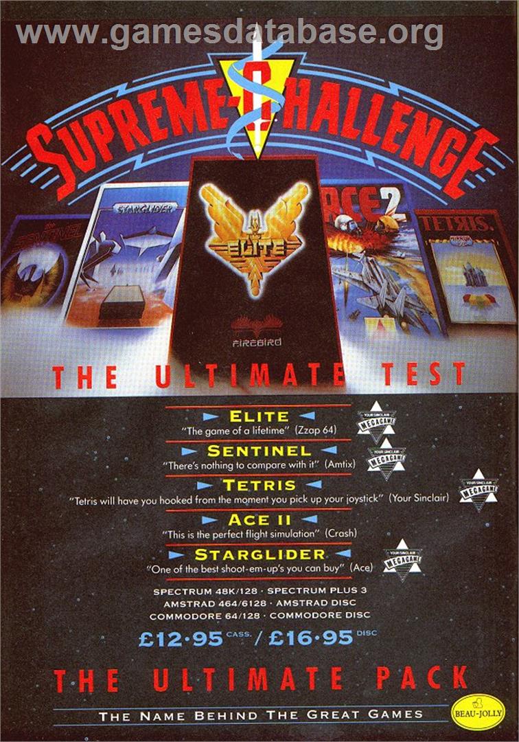Supreme Challenge - Sinclair ZX Spectrum - Artwork - Advert