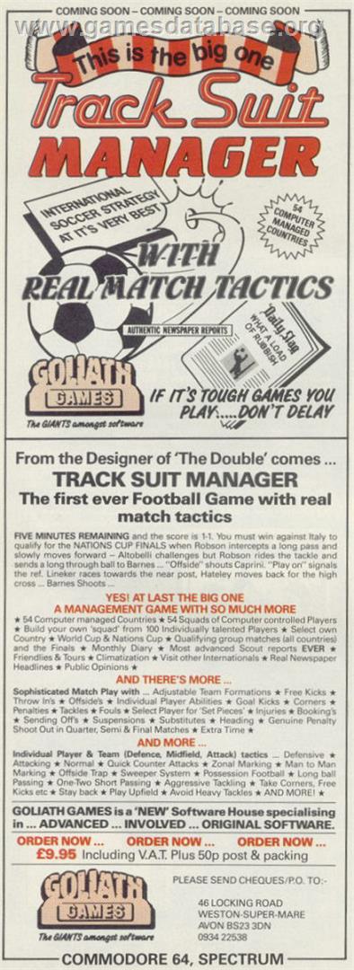 Tracksuit Manager - Sinclair ZX Spectrum - Artwork - Advert