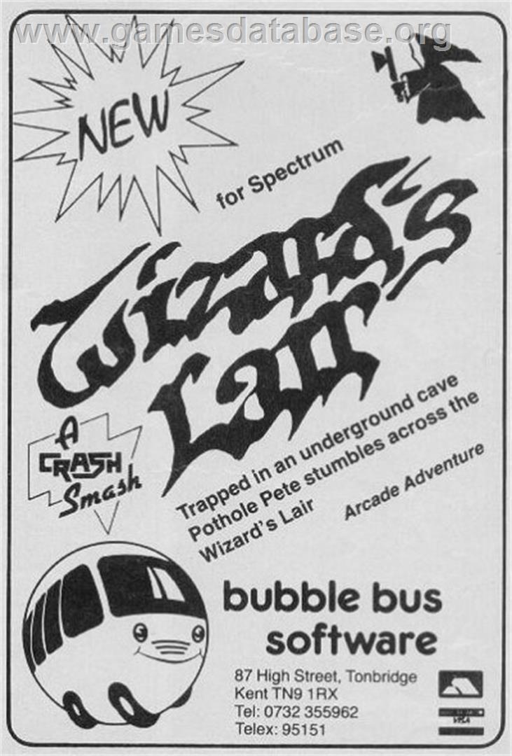 Wizard's Lair - Sinclair ZX Spectrum - Artwork - Advert