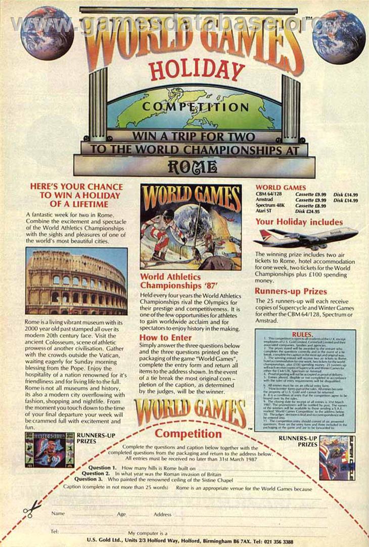 World Games - Sinclair ZX Spectrum - Artwork - Advert