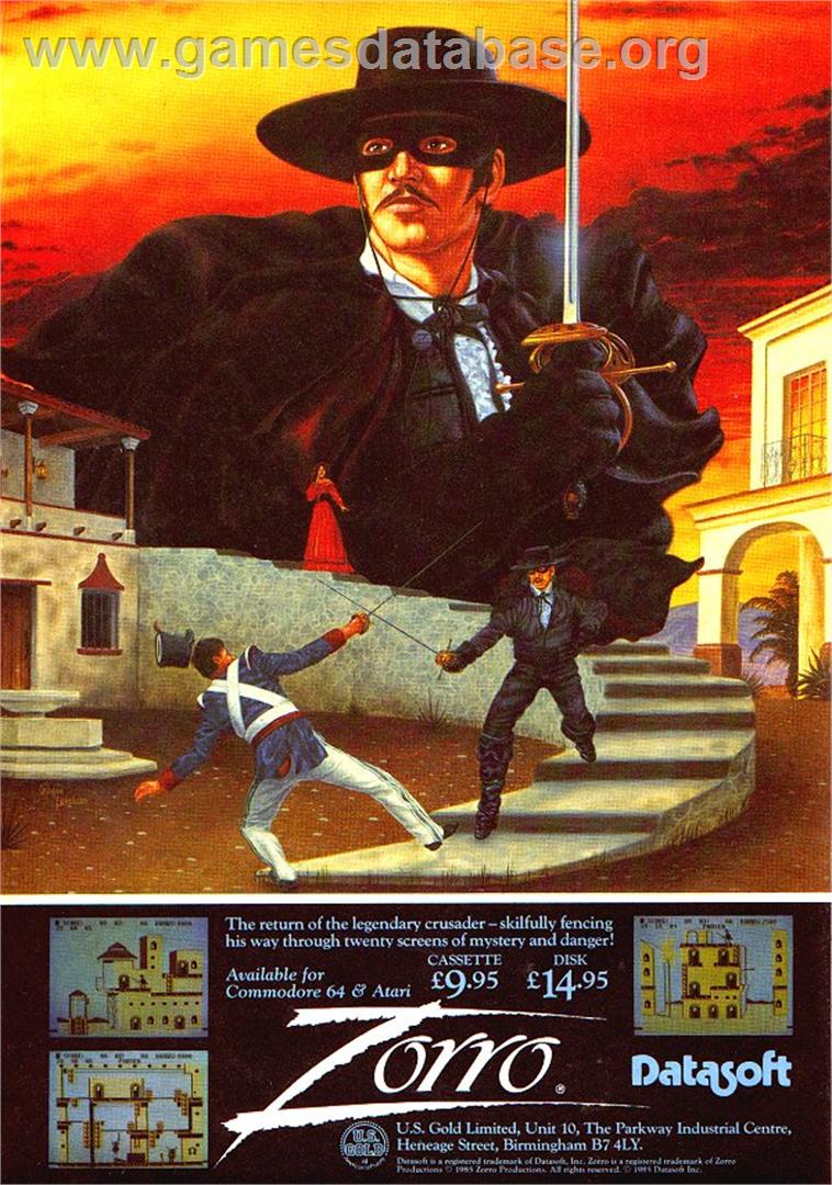 Zorro - Commodore 64 - Artwork - Advert