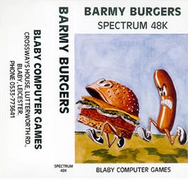 Box cover for Barmy Burgers on the Sinclair ZX Spectrum.