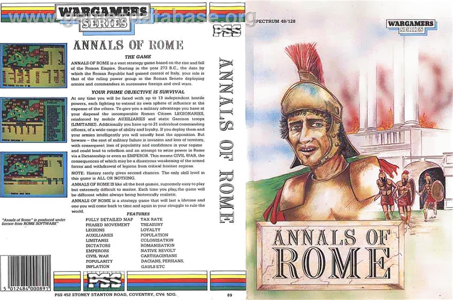 Annals of Rome - Sinclair ZX Spectrum - Artwork - Box