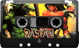 Cartridge artwork for Rastan on the Sinclair ZX Spectrum.