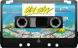 Cartridge artwork for SimCity on the Sinclair ZX Spectrum.