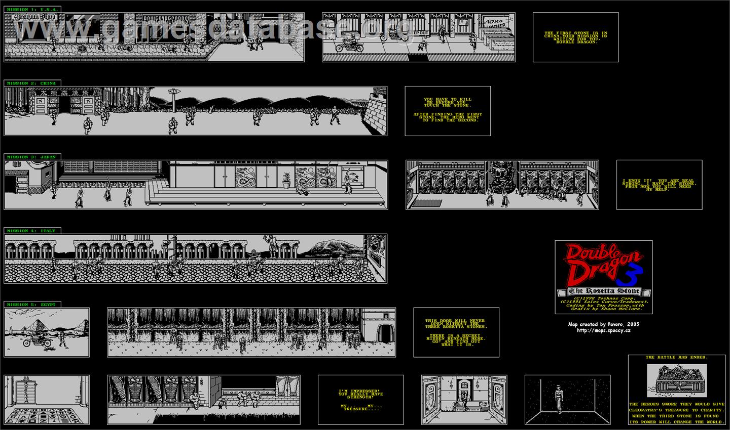Double Dragon III: The Sacred Stones - Sinclair ZX Spectrum - Artwork - Map
