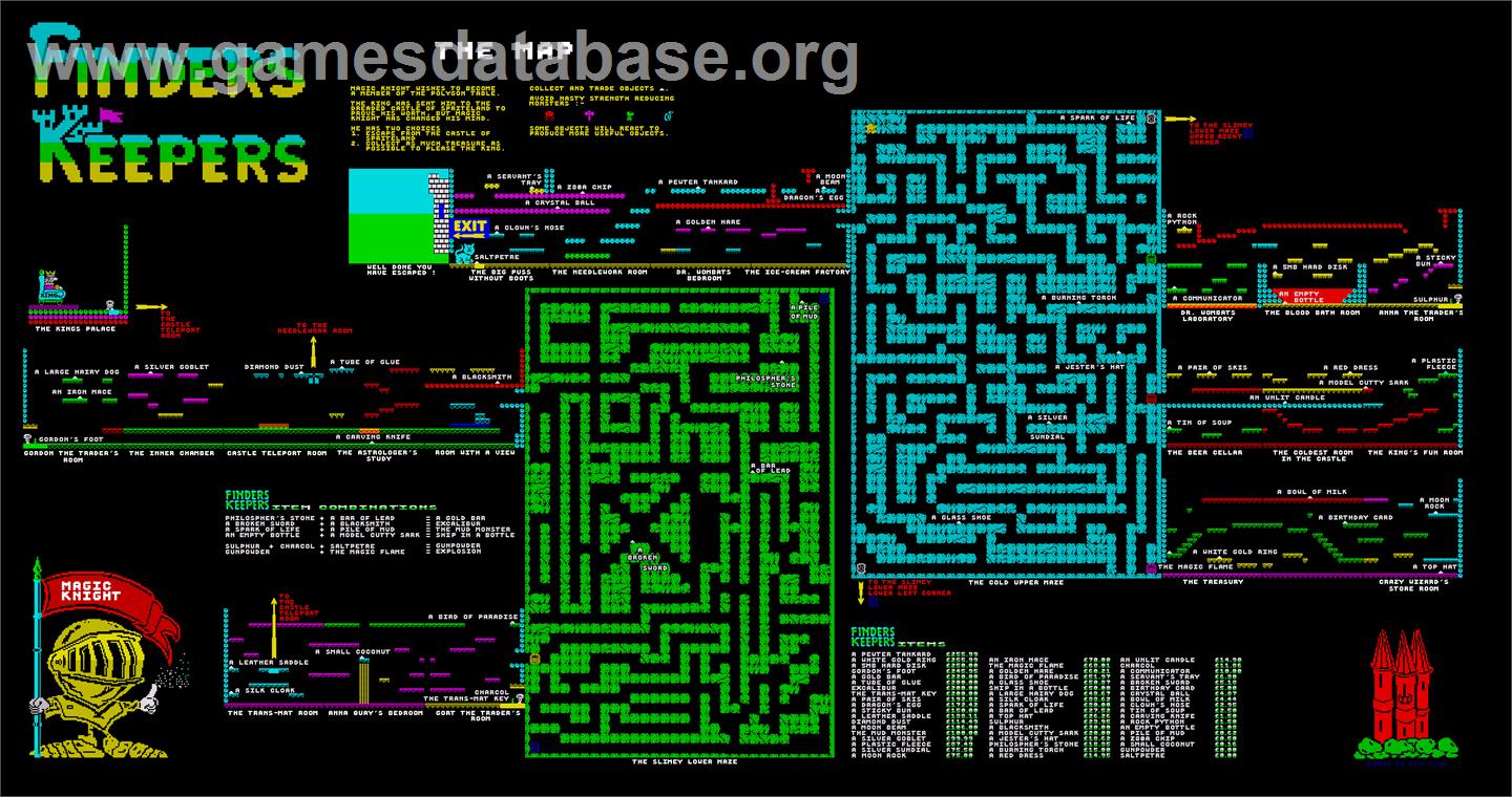 Finders Keepers - Sinclair ZX Spectrum - Artwork - Map