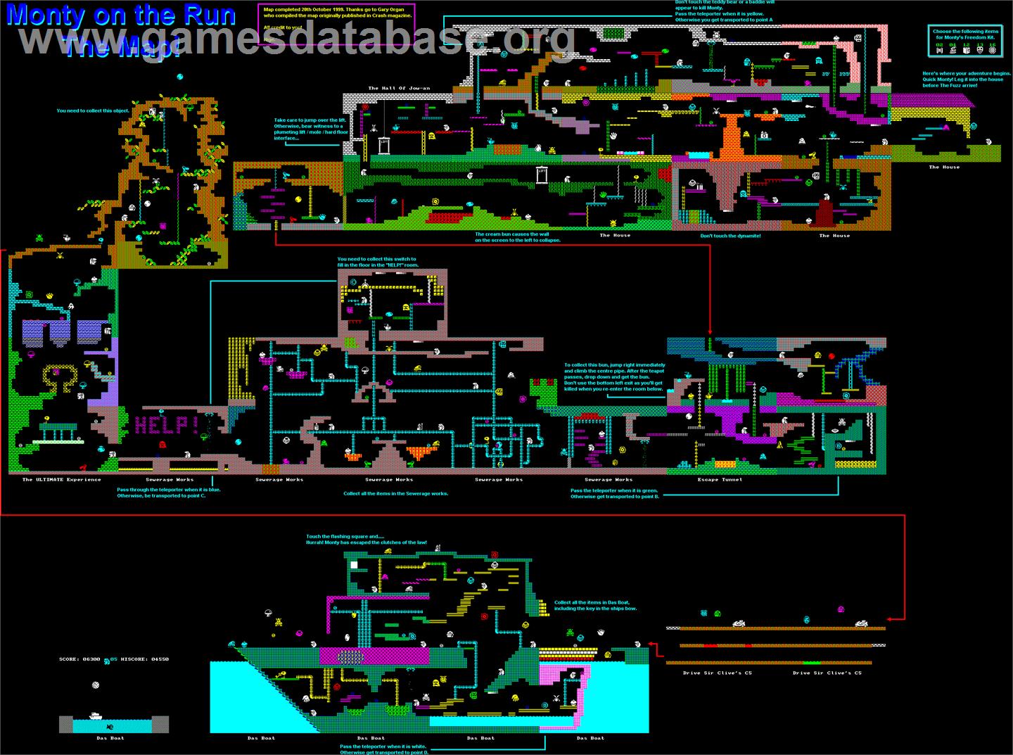 Monty on the Run - Sinclair ZX Spectrum - Artwork - Map
