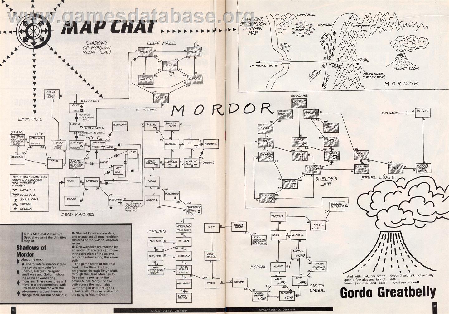 The Shadows of Mordor - Sinclair ZX Spectrum - Artwork - Map