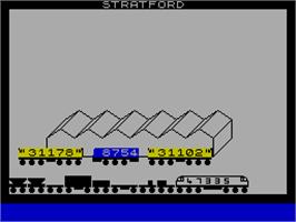 In game image of 1994 Locospotter on the Sinclair ZX Spectrum.