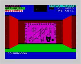 In game image of 3D Monster Chase on the Sinclair ZX Spectrum.