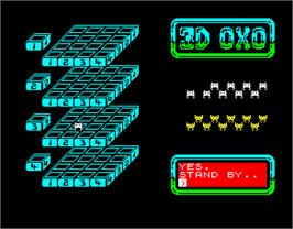 In game image of 3D OXXO on the Sinclair ZX Spectrum.
