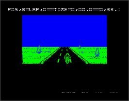In game image of 750cc Grand Prix on the Sinclair ZX Spectrum.