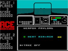 In game image of ACE 2: The Ultimate Head to Head Conflict on the Sinclair ZX Spectrum.