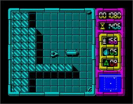 In game image of Afteroids on the Sinclair ZX Spectrum.