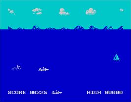 In game image of Aquaplane on the Sinclair ZX Spectrum.
