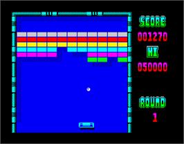 In game image of Arkanoid on the Sinclair ZX Spectrum.