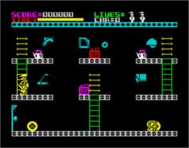 In game image of Automania on the Sinclair ZX Spectrum.