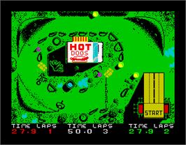 In game image of BMX Simulator on the Sinclair ZX Spectrum.