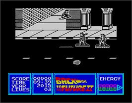 In game image of Back to the Future Part II on the Sinclair ZX Spectrum.