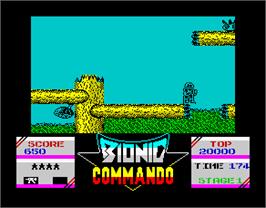 In game image of Bionic Commando on the Sinclair ZX Spectrum.