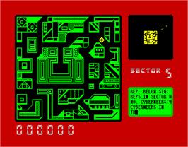 In game image of Blade Runner on the Sinclair ZX Spectrum.