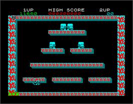In game image of Bubble Bobble on the Sinclair ZX Spectrum.