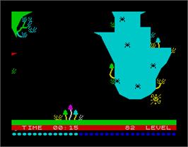 In game image of Bugaboo (The Flea) on the Sinclair ZX Spectrum.