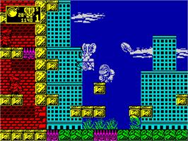 In game image of CJ In the USA on the Sinclair ZX Spectrum.