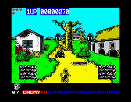 In game image of Cabal on the Sinclair ZX Spectrum.