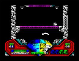 In game image of Captain Dynamo on the Sinclair ZX Spectrum.