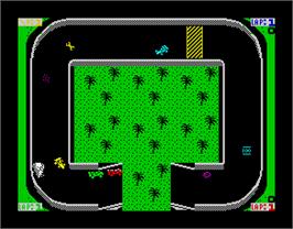 In game image of Championship Sprint on the Sinclair ZX Spectrum.