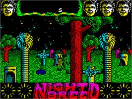 In game image of Clive Barker's Nightbreed:  The Action Game on the Sinclair ZX Spectrum.